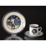 1980 Jenny Nystrom Christmas cup with cake plate, pixie with lantern in colours