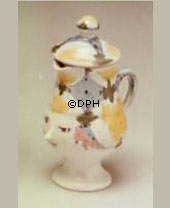 Wiinblad Kande med Hat, hånddekoreret, blå/hvid eller multi colour