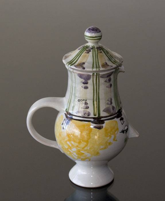 Wiinblad Kande med Hat, hånddekoreret, blå/hvid eller multi colour