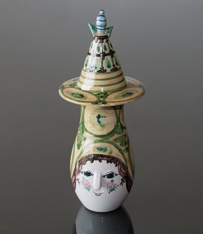 Wiinblad Kande med Hat , hånddekoreret, blå/hvid eller multi colour