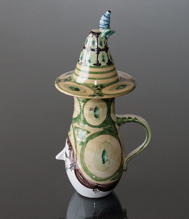 Wiinblad Kande med Hat , hånddekoreret, blå/hvid eller multi colour
