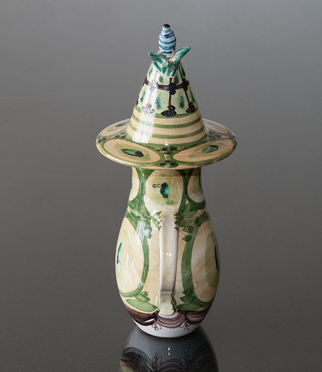 Wiinblad Kande med Hat , hånddekoreret, blå/hvid eller multi colour