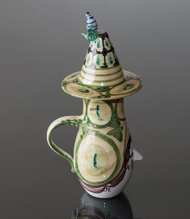 Wiinblad Kande med Hat , hånddekoreret, blå/hvid eller multi colour