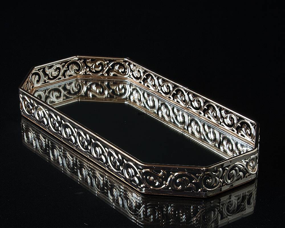 Spejlbakke med gylden kant, stor