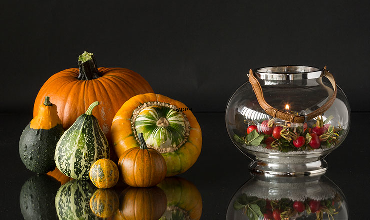 Hurricane lantern i klart glas og krom