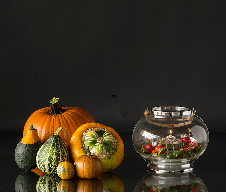 Hurricane lantern i klart glas og krom