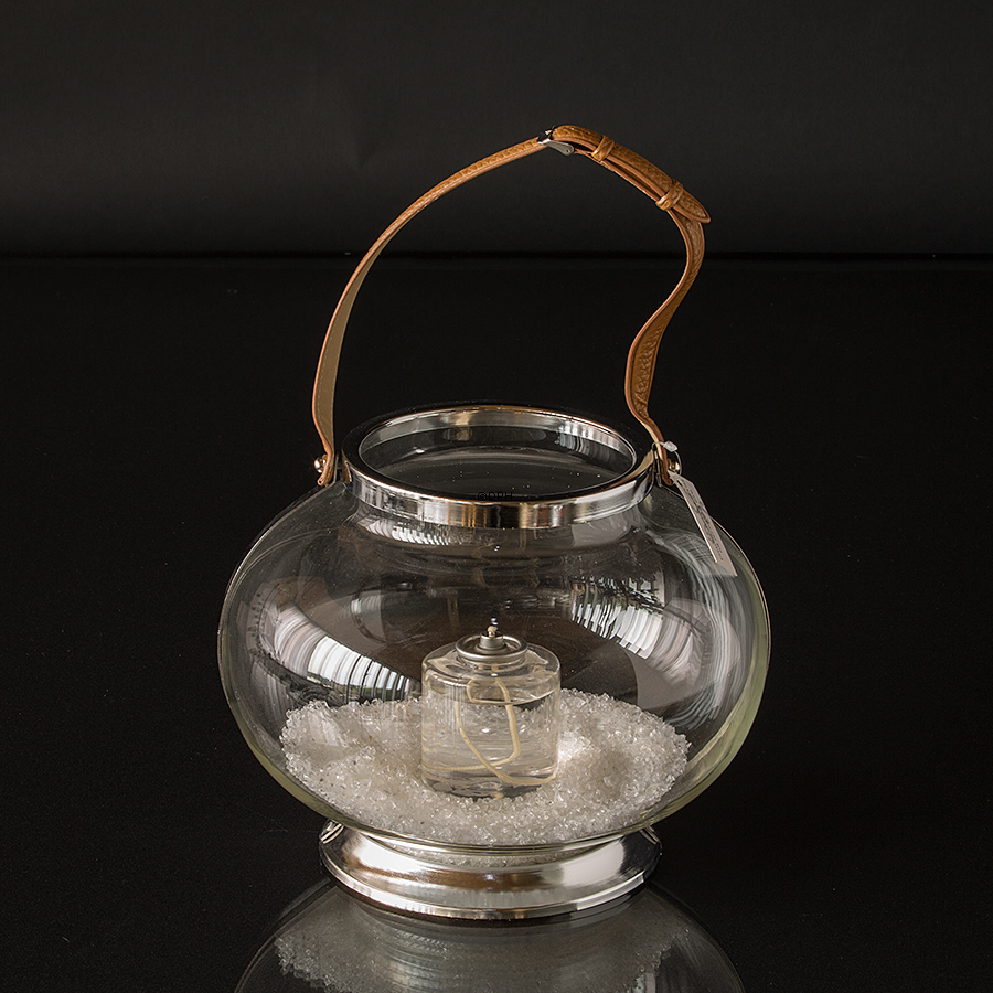 Hurricane lantern i klart glas og krom