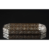 Large mirror tray in nickel with braided metal edge