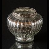 Antique silver glass for tealights with metal ring