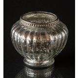 Antikes Silberglas für Teelichter mit Metallring