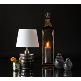Grey lamp with elegant silver stribes and lampshade