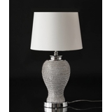 Table lamp w/small silver orbs and a round shade