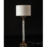 Golden lamp with crackeled glass and round lampshade