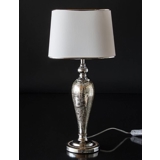 Silvered lamp and crackled glass with oval lampshade
