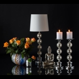 Candlestick with orbs in crackled glass