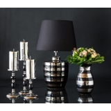 Candlesticks in chrome with black curves, set H: 15/20/27cm