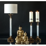 Golden candlestick with crackeled glass