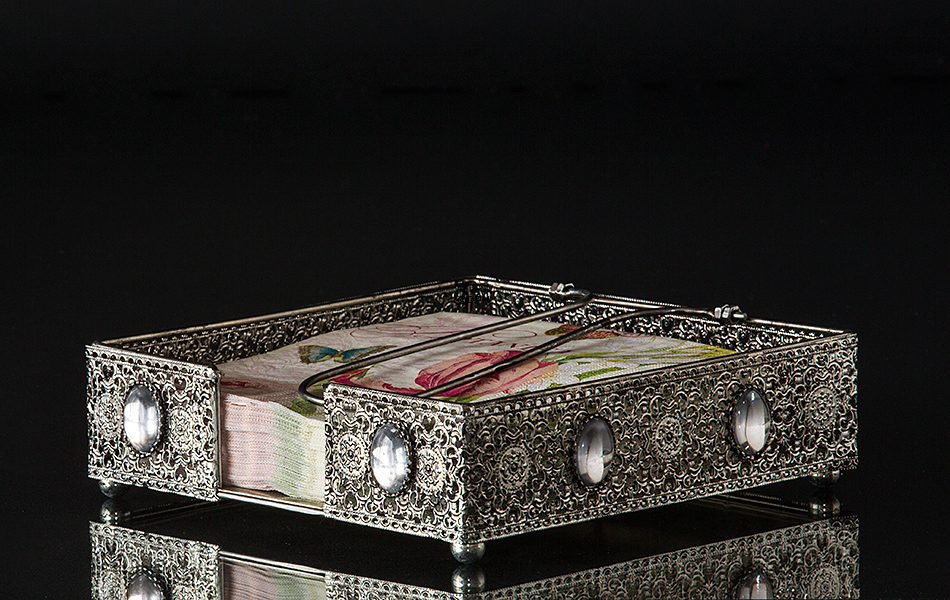 Servietholder i antik sølv