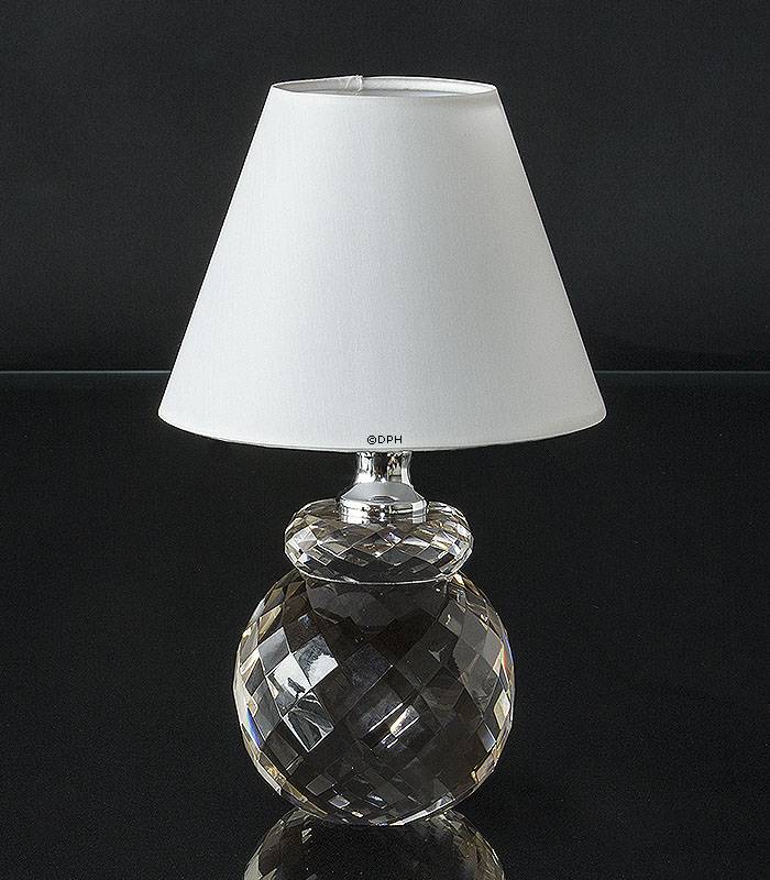 Rund lampeskærm 13 cm i højden, hvid chintz stof (passer til Holmegaard Apoteker reollampe nr. 4363272)