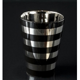 Round pot in black and silver stripes