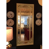 Facetslebet spejl med gylden dekor, stort