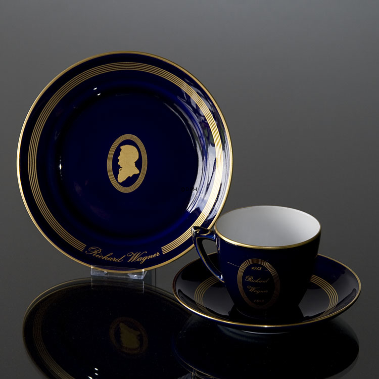 Komponist stel, Wagner, sæt af kop/underkop og kagetallerken nr. 12, Bing & Grøndahl