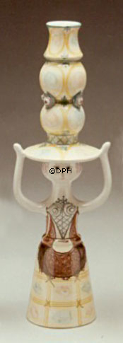 Wiinblad lysestage, Lysestage, Hattedame, hånddekoreret, blå/hvid eller multi colour