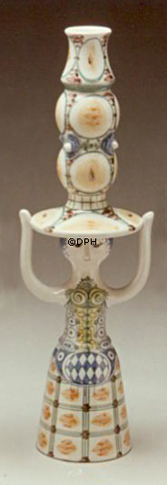 Wiinblad lysestage, Lysestage, Hattedame, hånddekoreret, blå/hvid eller multi colour