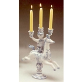 Wiinblad Candleholder, Rider with 3 candles, hand painted, blue/white