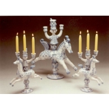 Wiinblad Candleholder, Rider with 3 candles, hand painted, blue/white
