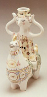 Wiinblad lysestage, Rytter med 1 lys, hånddekoreret, blå/hvid eller multi colour