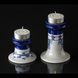 Wiinblad lysestage, lille, hånddekoreret, blå/hvid nr. 76