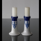 Wiinblad candlestick, large, hand painted, blue/white, set of 2 pcs.