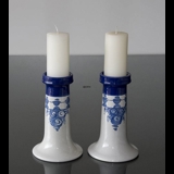 Wiinblad Leuchter, groß, handbemalt, blau / weiß, 2er Set