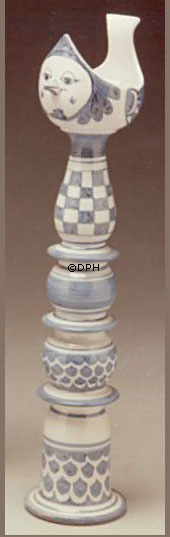 Wiinblad lysestage, fugl,stor hånddekoreret, blå/hvid