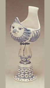 Wiinblad lysestage, fugl, lille hånddekoreret, blå/hvid