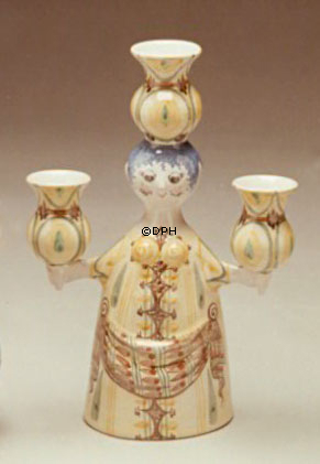 Wiinblad lysestage, Jongløse, hånddekoreret, blå/hvid eller multi colour