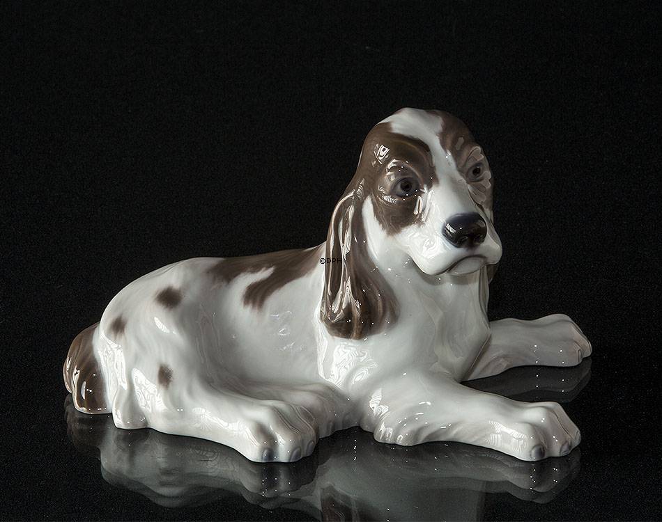Cocker Spaniel, liggende, Lyngby figur nr. 10