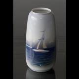 Lyngby Porcelain vase with sailboat - Copenhagen Denmark No. 130-2-56