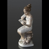 Sitting girl with letter, produced by Lyngby Porcelain - KPM - Copenhagen Denmark