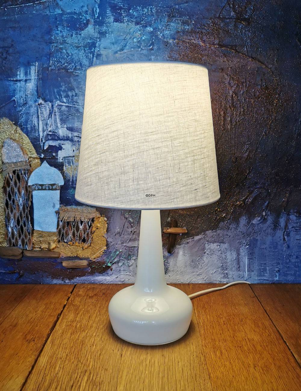 Rund cylinderformet lampeskærm 20 cm i højden, off white hørstof