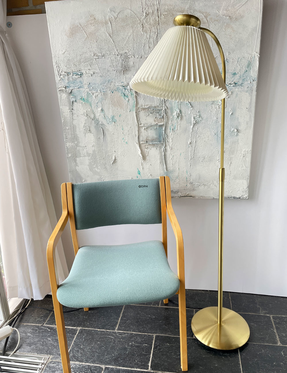 Le Klint 340 Teleskoplampe i messing med lampeskærm, brugt - Udgået af produktion