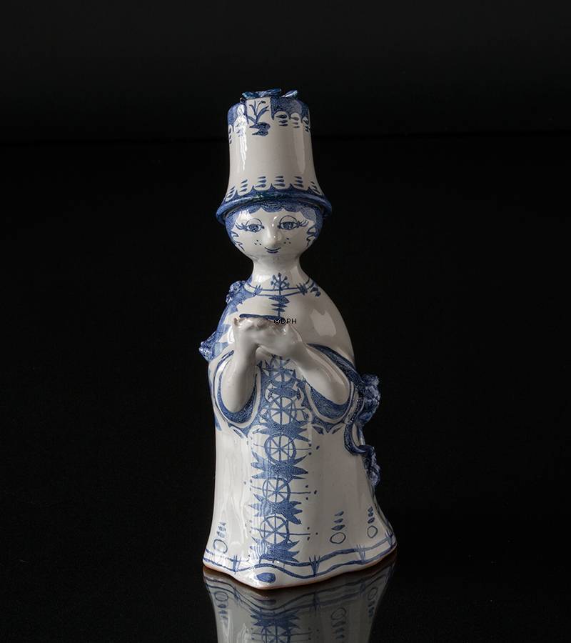 Wiinblad figur, Moster Ella, hånddekoreret, blå/hvid