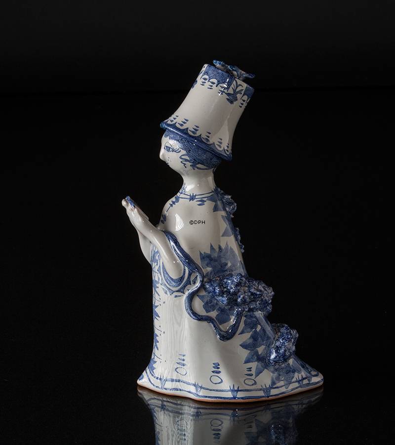 Wiinblad figur, Moster Ella, hånddekoreret, blå/hvid