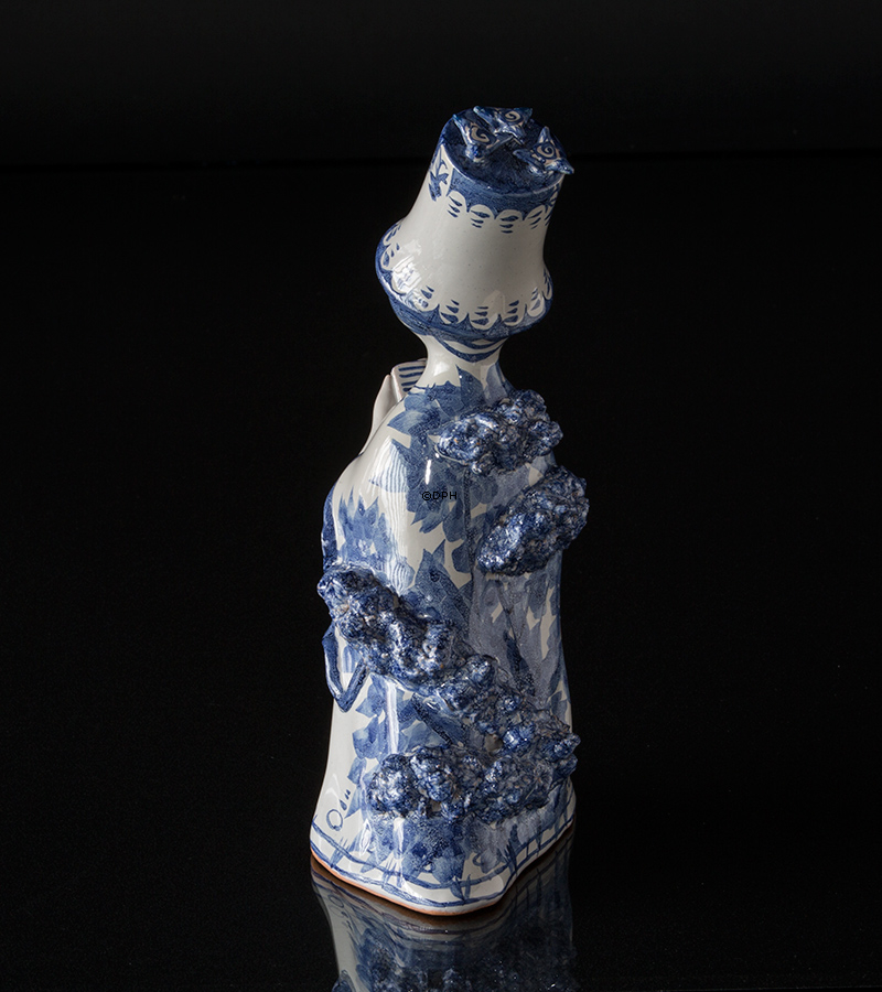Wiinblad figur, Moster Ella, hånddekoreret, blå/hvid