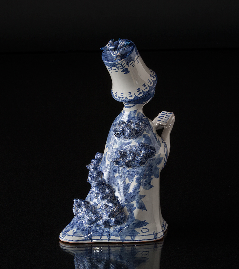 Wiinblad figur, Moster Ella, hånddekoreret, blå/hvid