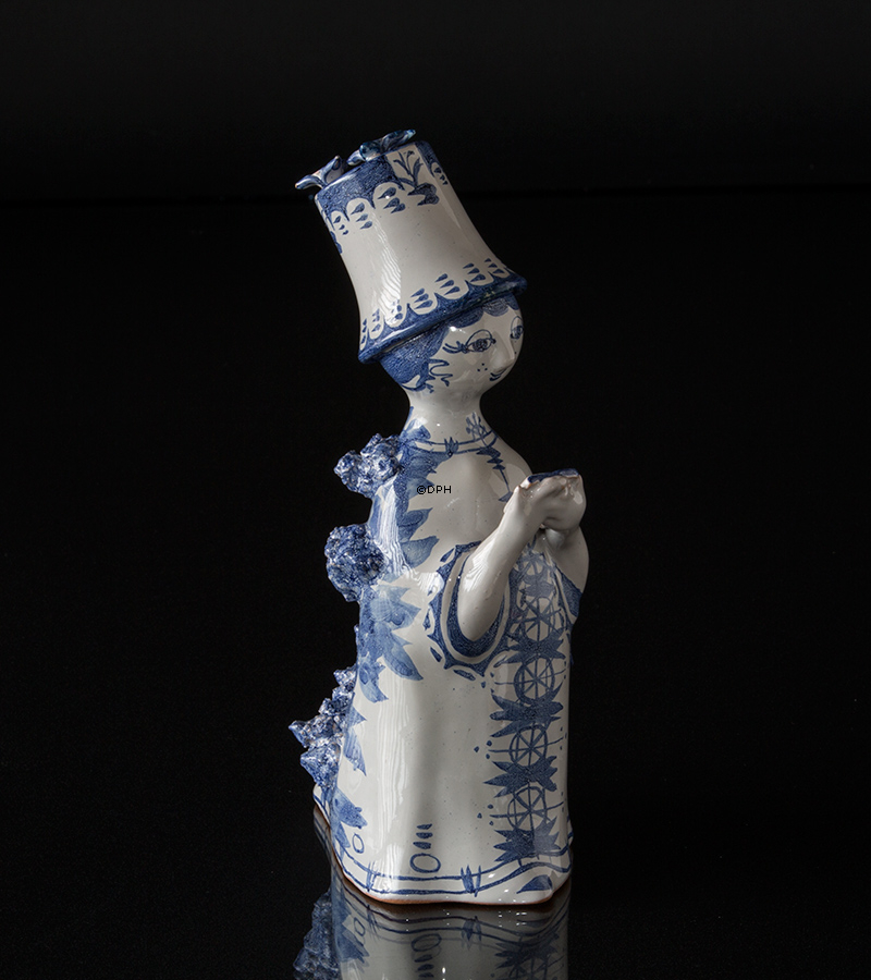 Wiinblad figur, Moster Ella, hånddekoreret, blå/hvid