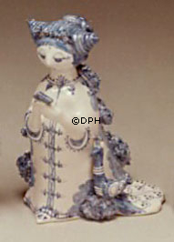 Wiinblad figur, Moster Ella, hånddekoreret, blå/hvid