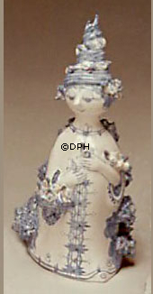 Wiinblad figur, Moster Ella, hånddekoreret, blå/hvid