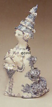 Wiinblad figur, Moster Ella, hånddekoreret, blå/hvid